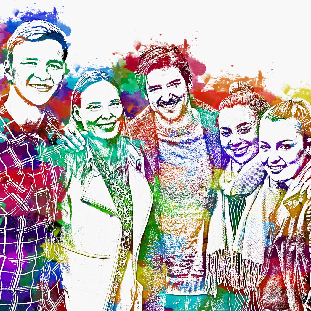 ArtYourFace, Pop Art, Brush Color, 5 Personen