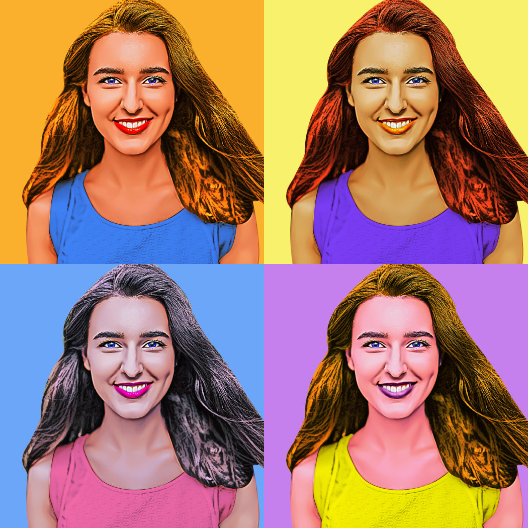 ArtYourFace, Pop Art, Andy Warhol, Vierer Raster, 1 Person